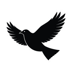 Obraz premium Black Silhouette of a Flying Dove or Bird Icon.