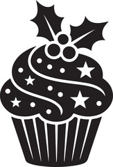 Christmas Cupcake Silhouette Vector
