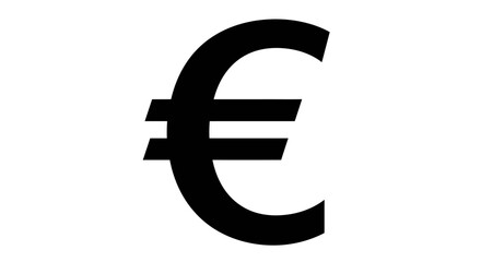 Fototapeta premium Bold black euro symbol prominently displayed against a clean signifying currency and finance isolated on white background