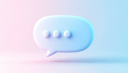Modern 3D Pastel Blue Speech Bubble for Social Media Engagement and Communication on Pink and Blue Gradient, Great for Tech and Design