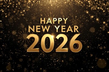 Happy New Year 2026 Gold Glitter Celebration Background