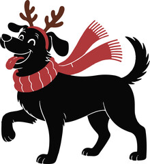 Christmas Dog Silhouette Vector Design