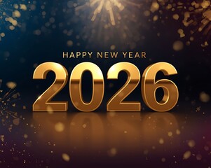 Happy New Year 2026 Gold Glitter Celebration Background