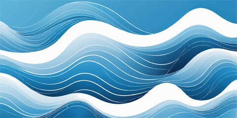 An abstract blue wave background featuring a dynamic vector pattern of curves suggesting ocean motion and liquid water design