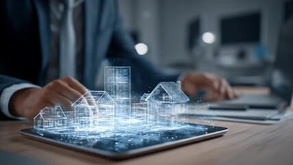 Modern real estate presentation digital blueprint of residential houses