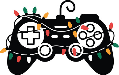 Christmas Gamer Controller Silhouette Vector