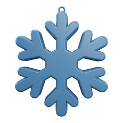 3d icon of blue snowflake isolated on white background for winter and christmas decoration