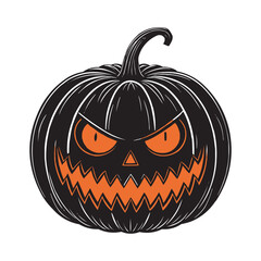 Scary Evil Pumpkin Face Halloween Jack O’Lantern Illustration