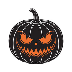 Scary Evil Pumpkin Face Halloween Jack O’Lantern Illustration