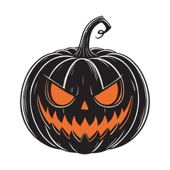 Scary Evil Pumpkin Face Halloween Jack O’Lantern Illustration