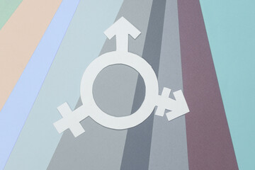 Transgender gender symbol on colored background