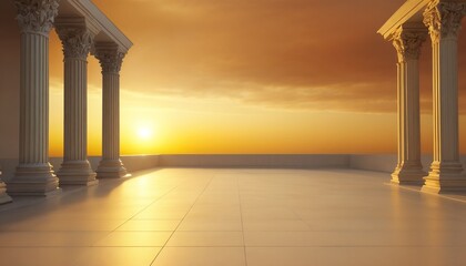 Majestic 3D Rendering Of Ancient Greek Architectural Corridor