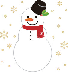 Snowman with Red Scarf and Holly Hat Decoration