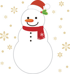 Cute Smiling Snowman Character Illustration for Christmas and Winter Holiday