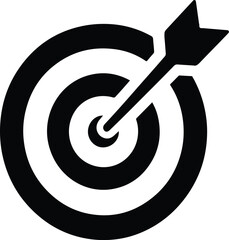 Archery Target Flat Icon with Arrow — Goal, Victory, and Bullseye Symbol for Business Success and Accuracy Concept