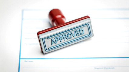 Efficient Loan Approval Process through Automated Systems Financial Institutions Document Verification Office Environment Close-up Viewpoint on Stamp Concept of Streamlined Loan Processing