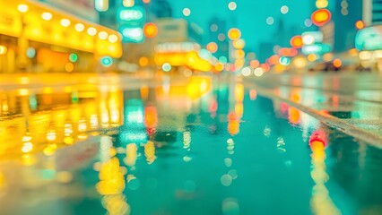 Urban Rainfall and Neon Reflections