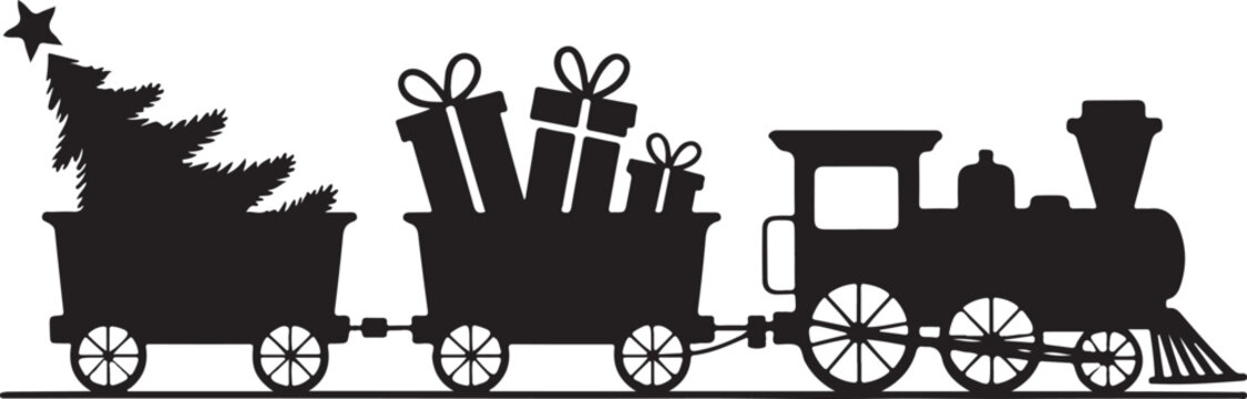 Christmas Train Silhouette Vector Design