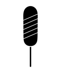Silhouette of corn dog with stick isolated icon vector illustration