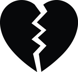 A simple black heart shape is visually broken into two distinct pieces
