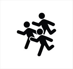Man standing, walking, and running icon set. People symbols showing person in motion and posture. Human figure standing, walking, and running poses. Outline vector illustration.