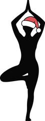 Christmas Yoga Pose Silhouette Vector