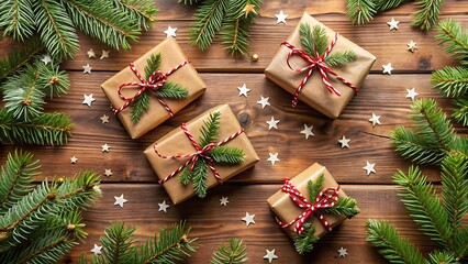 Overhead Shot of Stacked Festive Gifts with Ribbons