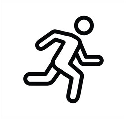 Man standing, walking, and running icon set. People symbols showing person in motion and posture. Human figure standing, walking, and running poses. Outline vector illustration.