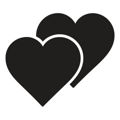 Two overlapping black hearts with a white line creating separation