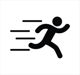 Man standing, walking, and running icon set. People symbols showing person in motion and posture. Human figure standing, walking, and running poses. Outline vector illustration.