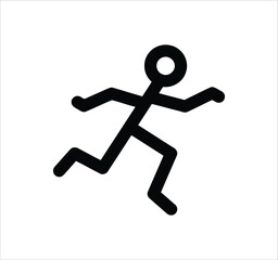 Man standing, walking, and running icon set. People symbols showing person in motion and posture. Human figure standing, walking, and running poses. Outline vector illustration.