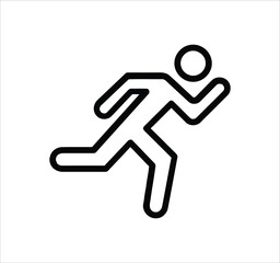 Man standing, walking, and running icon set. People symbols showing person in motion and posture. Human figure standing, walking, and running poses. Outline vector illustration.