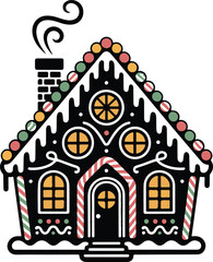Gingerbread House Silhouette Vector Design