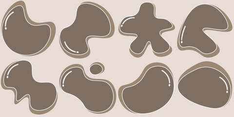 Aesthetic collection of abstract shapes in brown tones with white highlights.