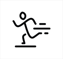 Man standing, walking, and running icon set. People symbols showing person in motion and posture. Human figure standing, walking, and running poses. Outline vector illustration.