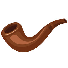 An illustration depicting a classic curved brown tobacco smoking pipe