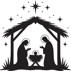 Nativity Scene Silhouette Vector Design