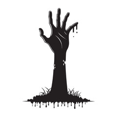 Zombie Hand Rising from Ground – Scary Halloween Horror Silhouette