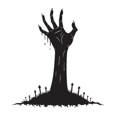 Zombie Hand Rising from Ground – Scary Halloween Horror Silhouette