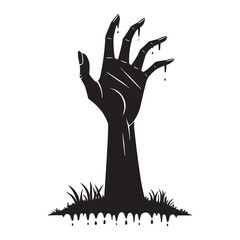 Zombie Hand Rising from Ground – Scary Halloween Horror Silhouette