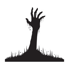 Zombie Hand Rising from Ground – Scary Halloween Horror Silhouette