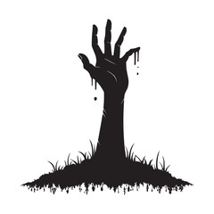 Zombie Hand Rising from Ground – Scary Halloween Horror Silhouette