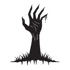 Zombie Hand Rising from Ground – Scary Halloween Horror Silhouette