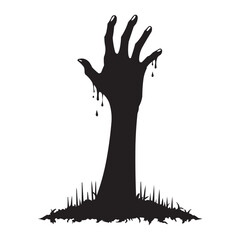 Zombie Hand Rising from Ground – Scary Halloween Horror Silhouette