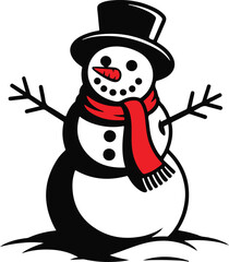 Snowman Silhouette Vector Design