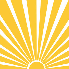 Radial sun rays pattern in yellow. Poster with sunburst, sunrise or sunset. Preppy summer theme background vector illustration yellow summer sun ray background