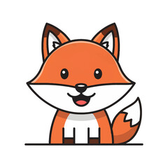 Obraz premium Cute cartoon fox illustration with a happy expression, perfect for children's books and wildlife themes