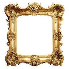 Ornate gold frame with detailed carvings isolated