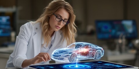 Automotive designer uses 3D holographic technology to visualize and craft an innovative car design in real time