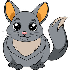 Cartoon chinchilla vector illustration on transparent background, front view